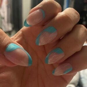 Blue wave press on nails 24pcs